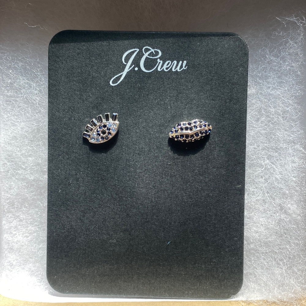 J. Crew gen eye and lip stud earrings. Brand new with tag.